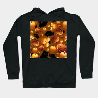 Black Cat and Pumpkins Tossed on Brown Repeat 5748 Hoodie